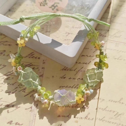 Celestial Garland: Floral Crown Crystal Bracelet Collection