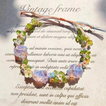 Celestial Garland: Floral Crown Crystal Bracelet Collection