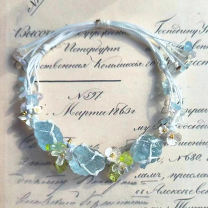 Celestial Garland: Floral Crown Crystal Bracelet Collection