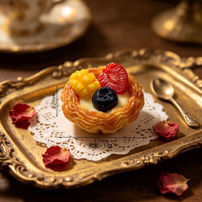 Large French-style fruit and cream egg tart miniature toy