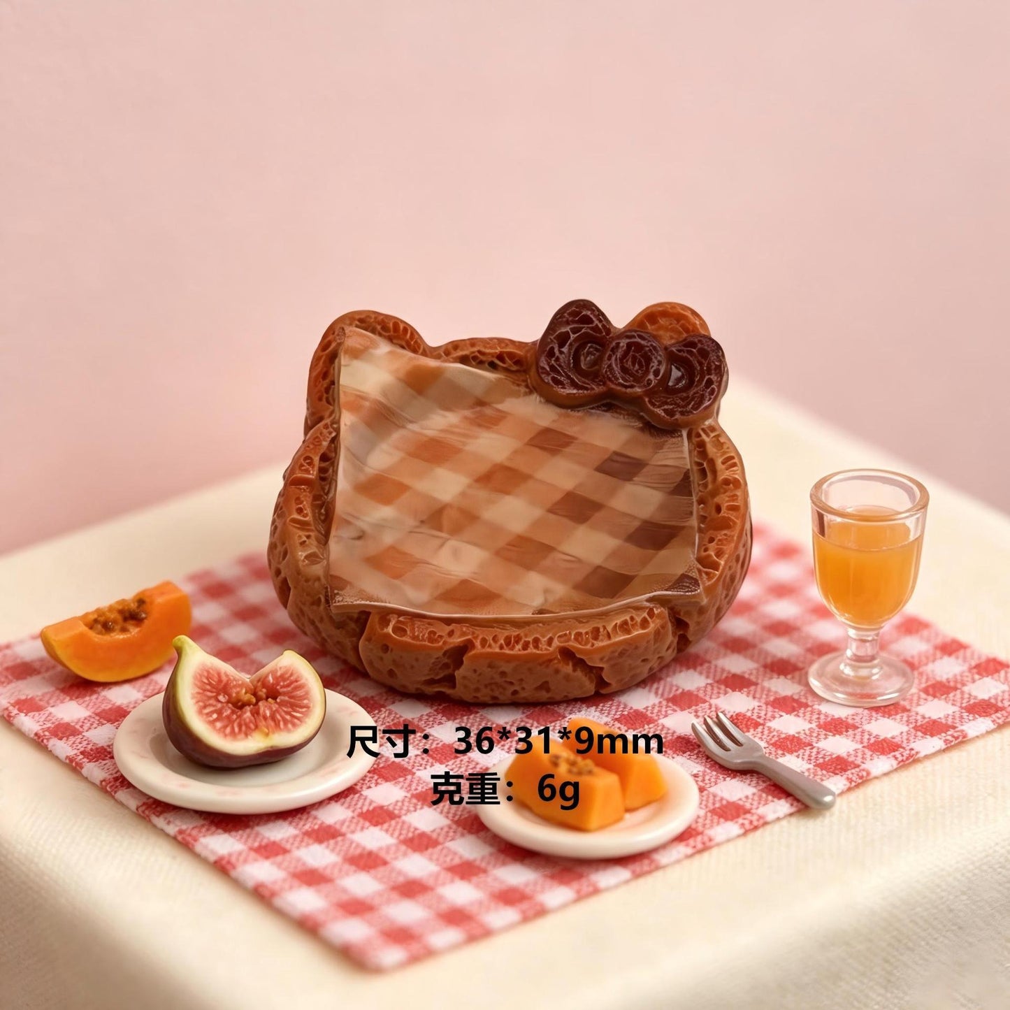 Cartoon Cat Grid Pattern Resin Tray