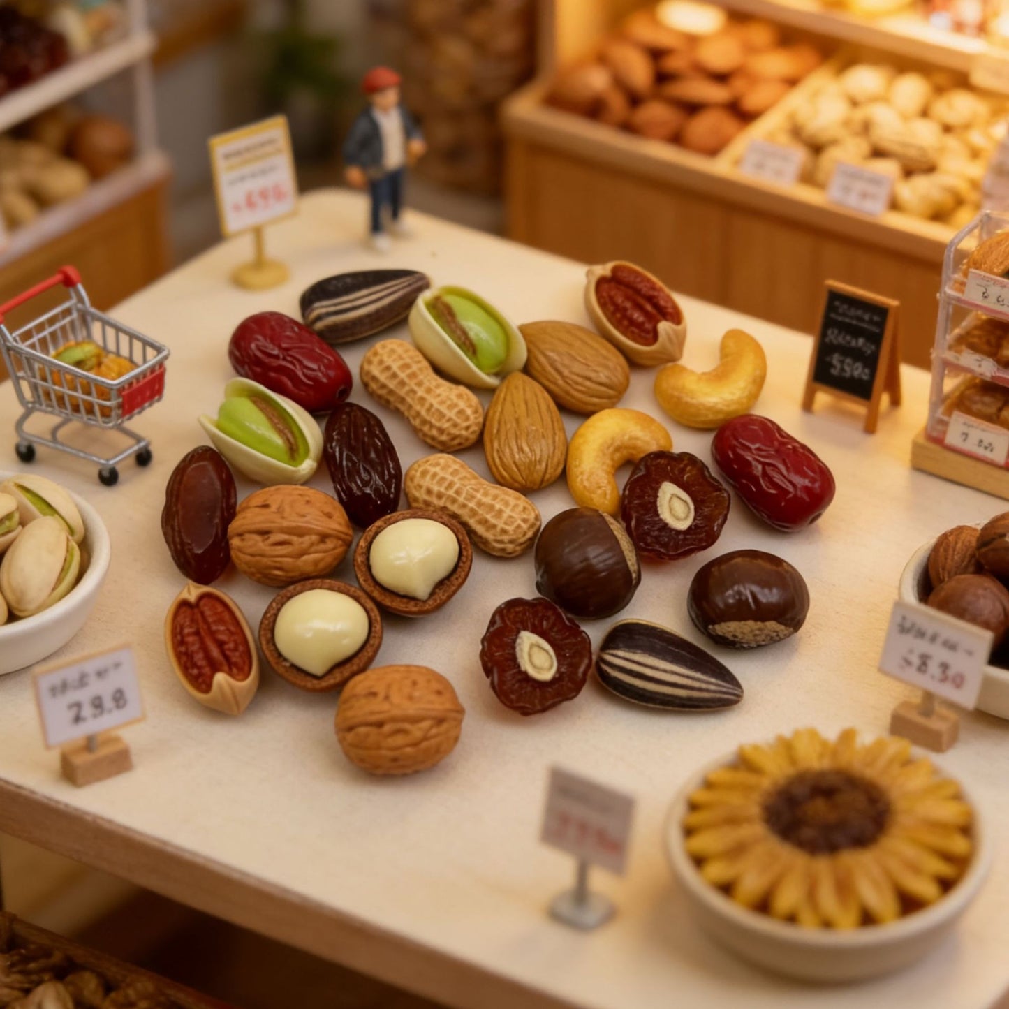 Nut-themed miniature food toys