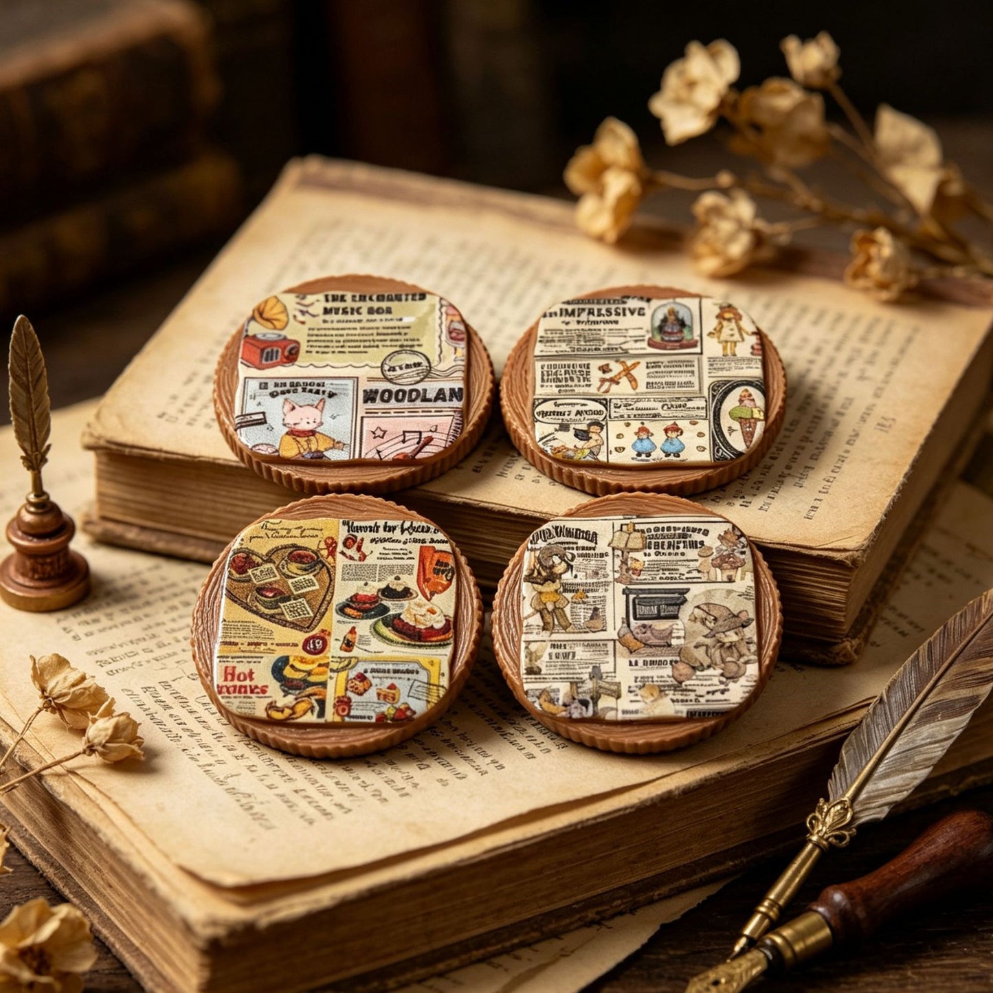 Round wooden stake newspaper holder