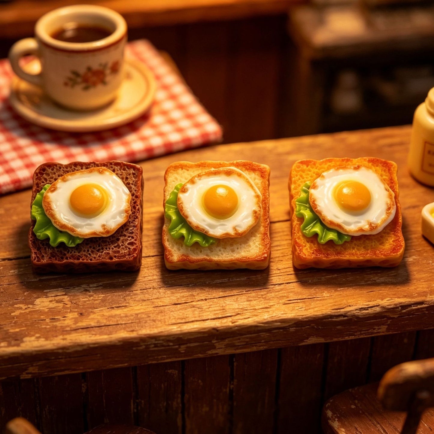 Miniature Fried Egg on Toast Replica (Food Toy)