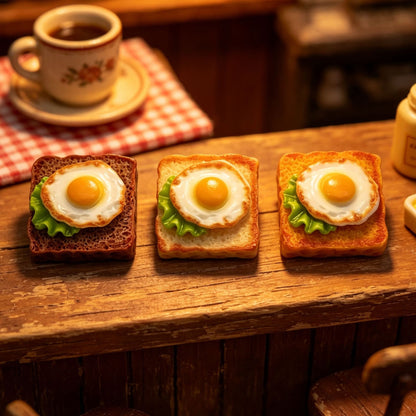 Miniature Fried Egg on Toast Replica (Food Toy)
