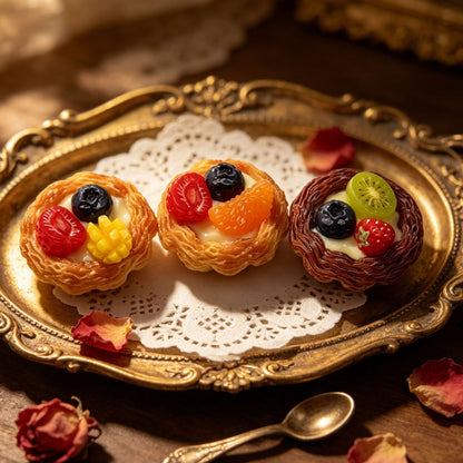 Large French-style fruit and cream egg tart miniature toy