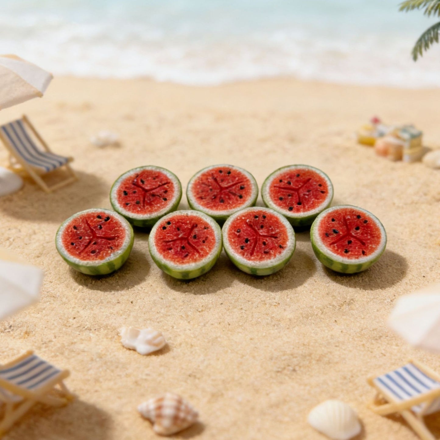 Miniature half-watermelon scene ornament
