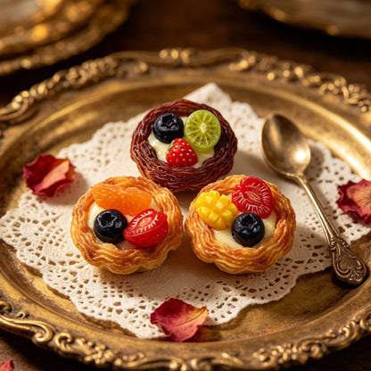 Large French-style fruit and cream egg tart miniature toy