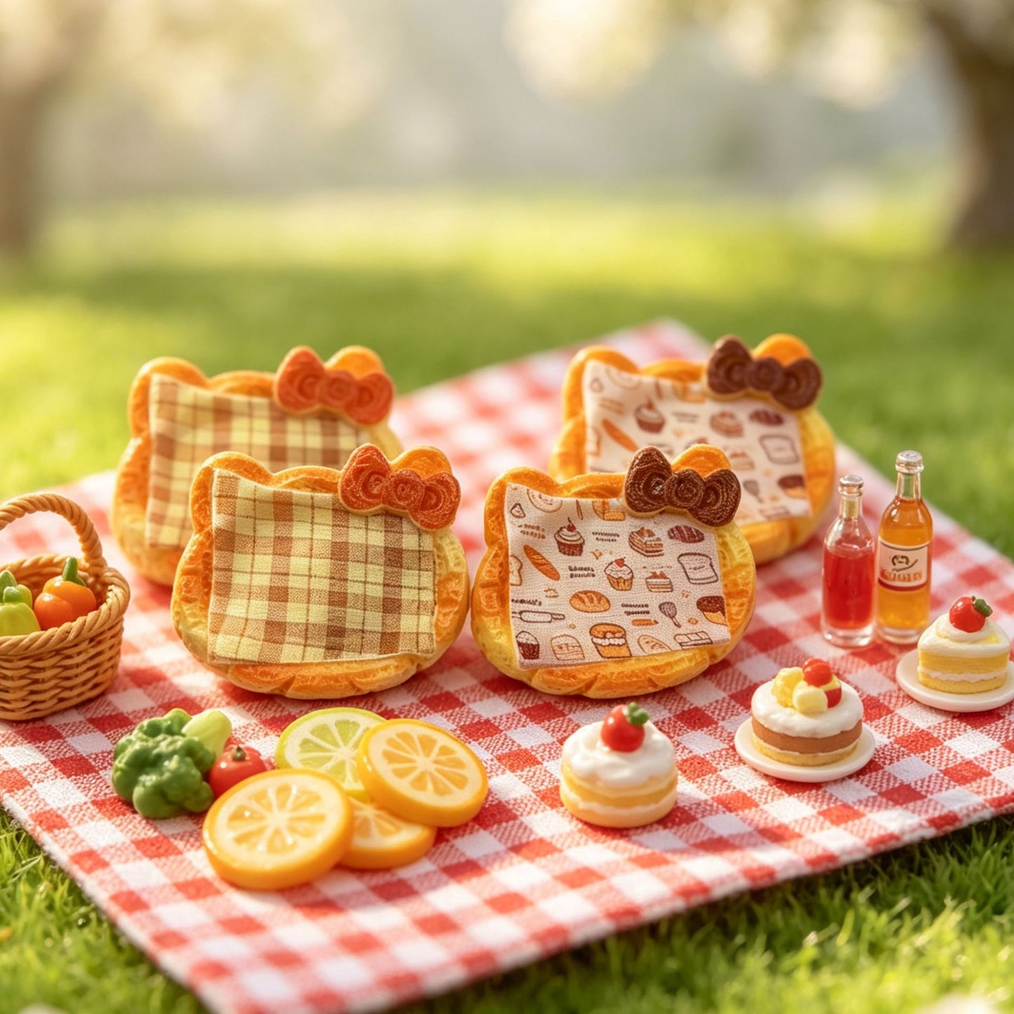 Cartoon Cat Grid Pattern Resin Tray