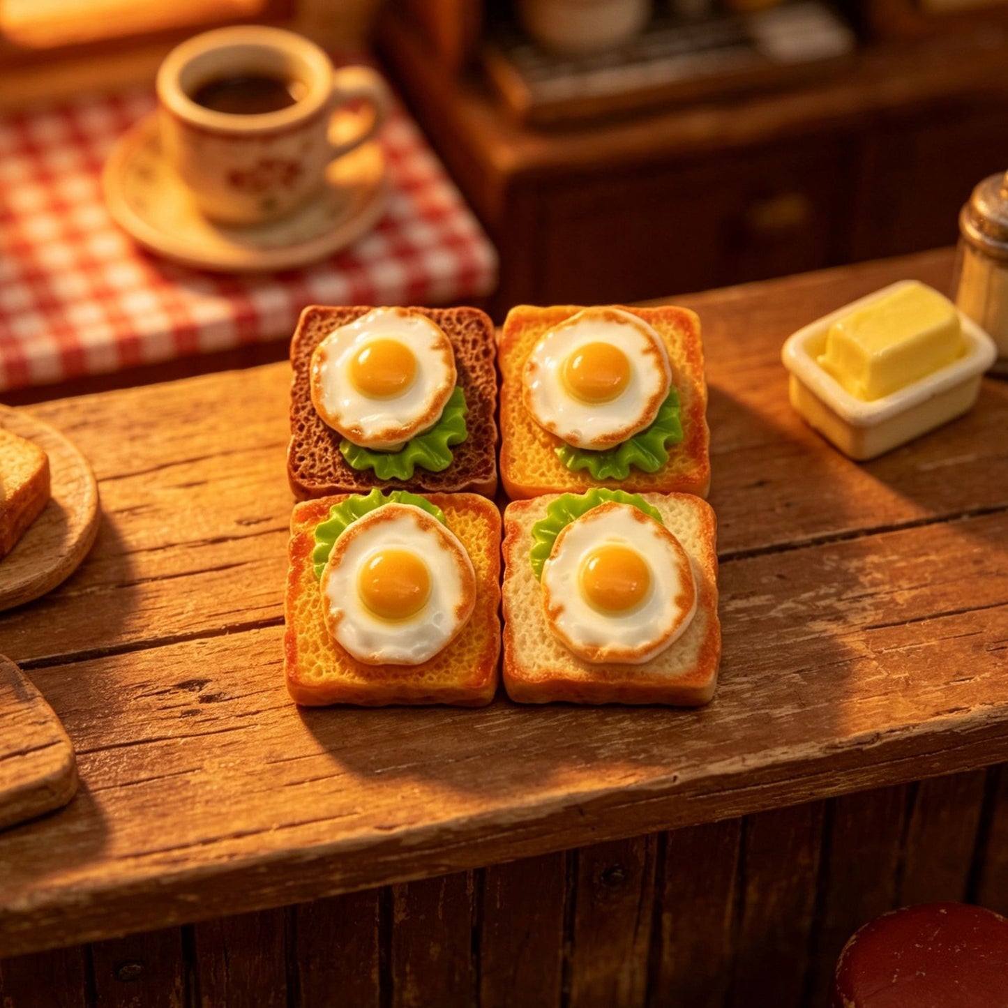 Miniature Fried Egg on Toast Replica (Food Toy)