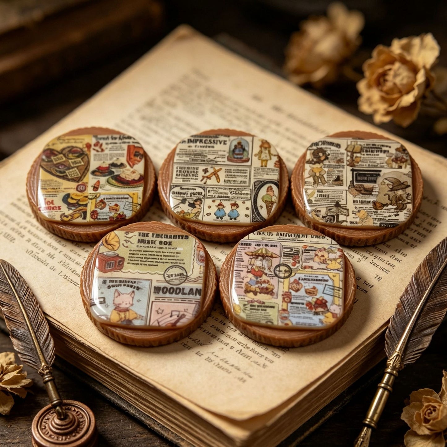Round wooden stake newspaper holder
