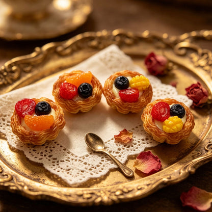 Large French-style fruit and cream egg tart miniature toy