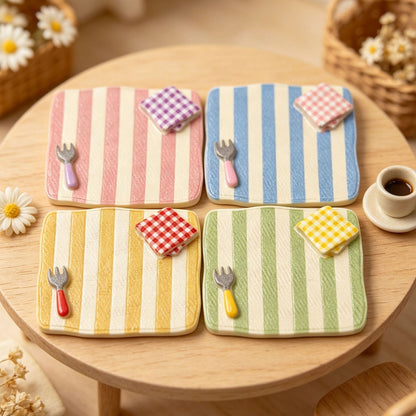 Striped and checkered tray