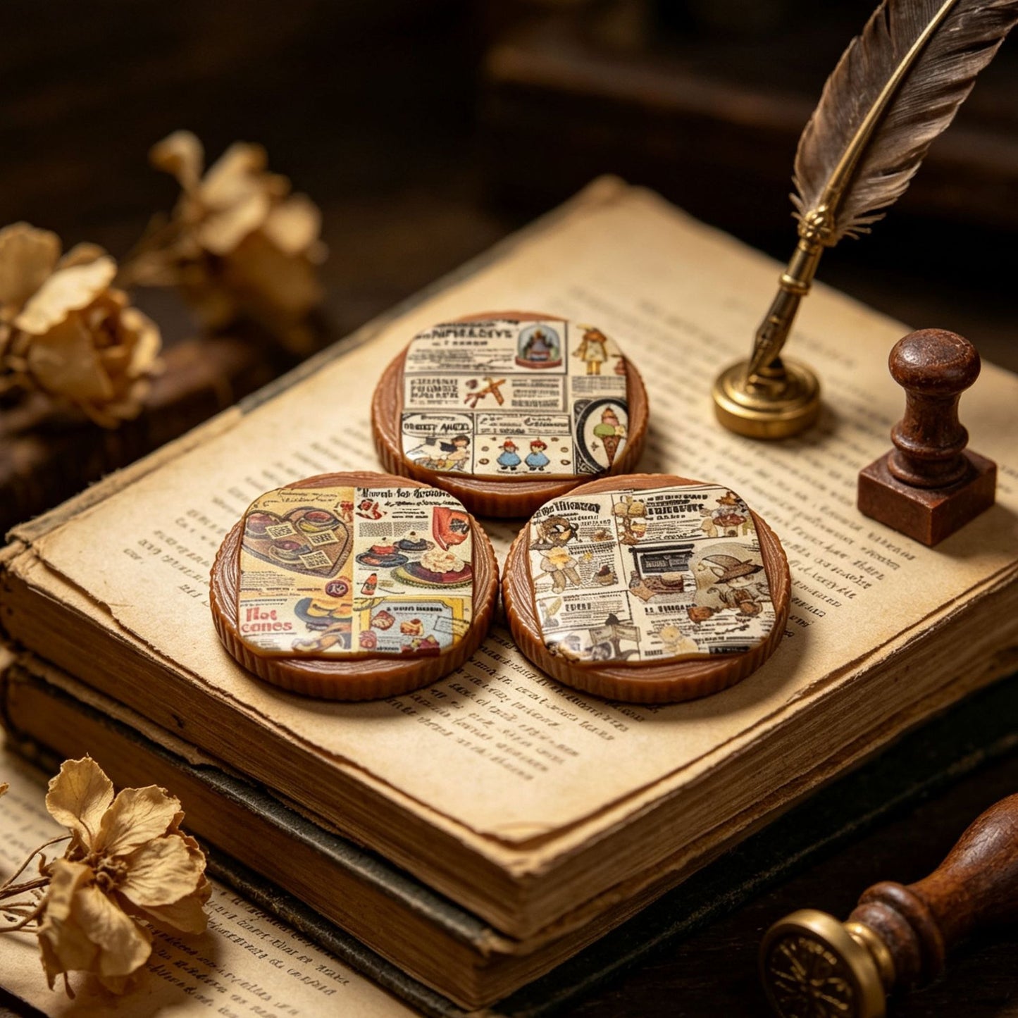 Round wooden stake newspaper holder