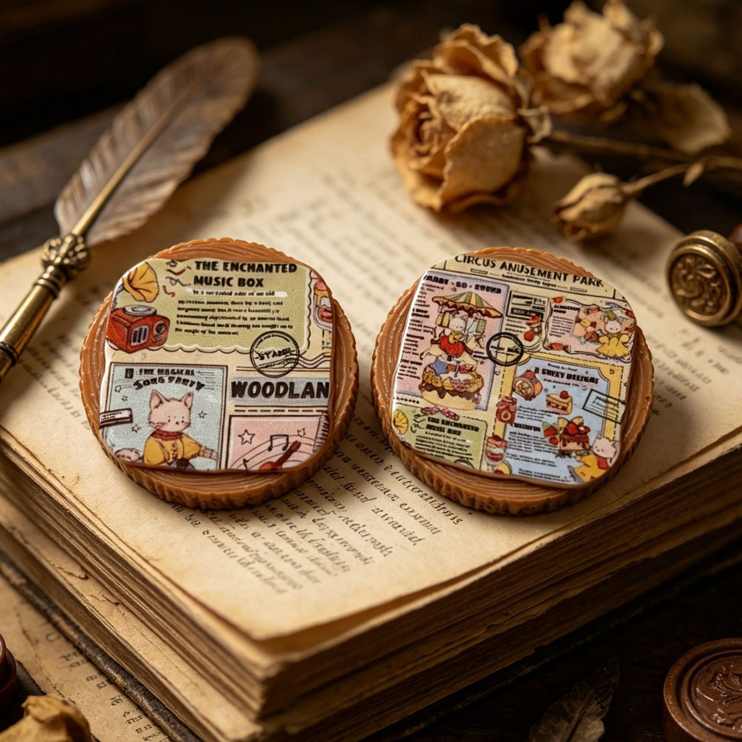 Round wooden stake newspaper holder
