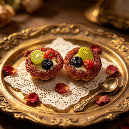 Large French-style fruit and cream egg tart miniature toy