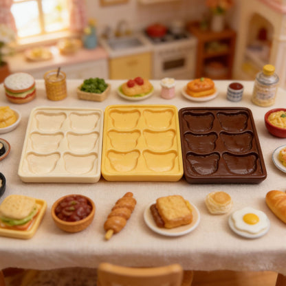 Miniature cartoon bear-shaped divided meal tray (miniature food toy)