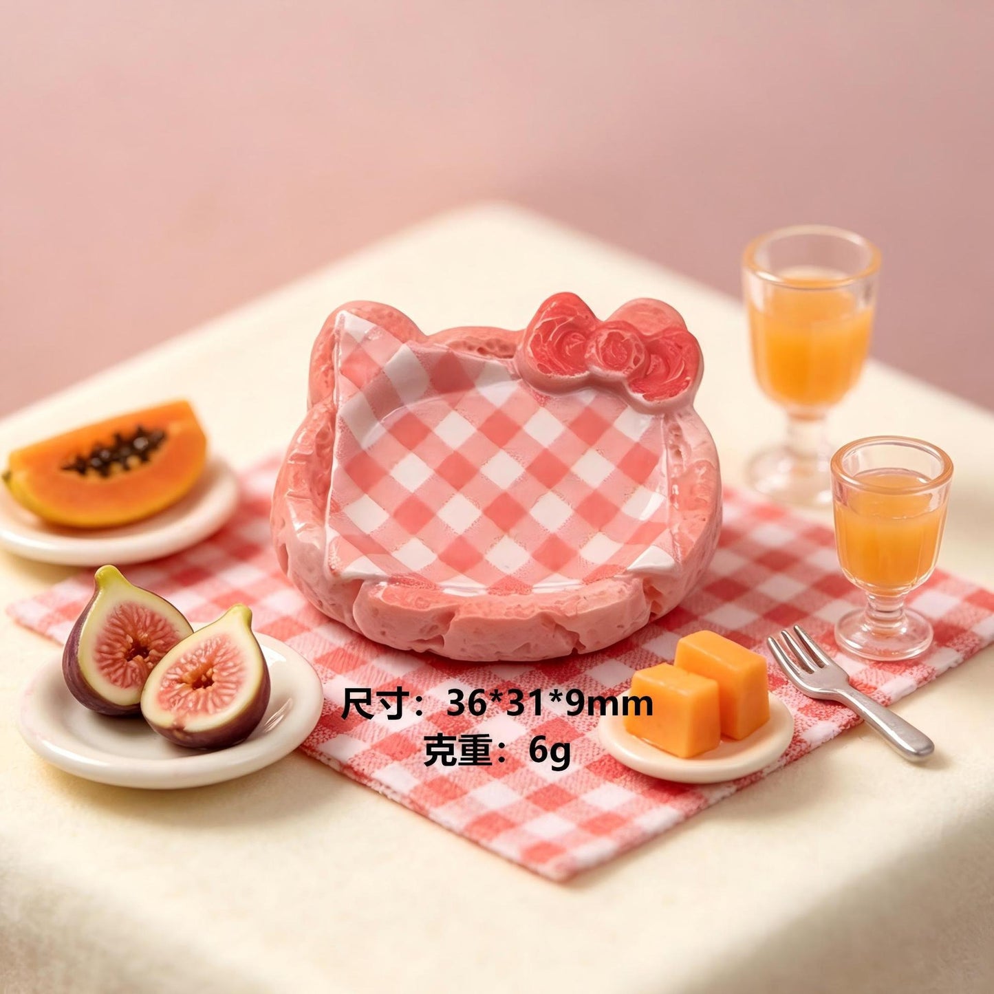 Cartoon Cat Grid Pattern Resin Tray