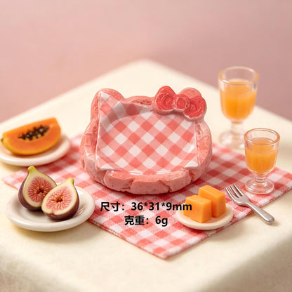 Cartoon Cat Grid Pattern Resin Tray
