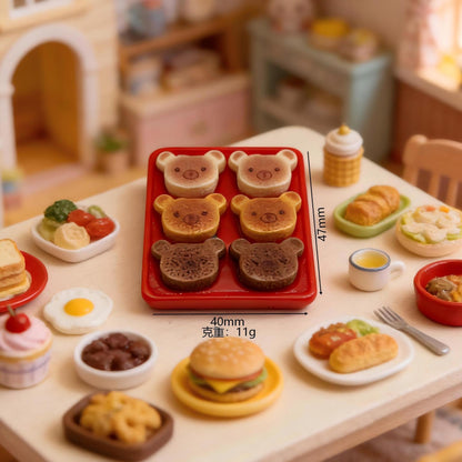 Miniature cartoon bear-shaped divided meal tray (miniature food toy)