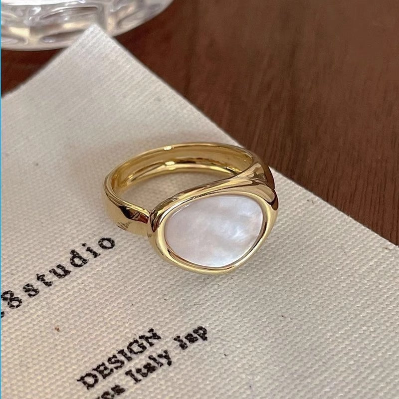 Luxury European Enamel & Shell Adjustable Rings | Stainless Steel